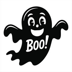 Happy halloween ghost saying boo silhouette