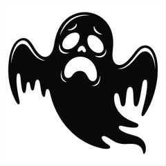 Sad ghost silhouette with wide eyes and open mouth