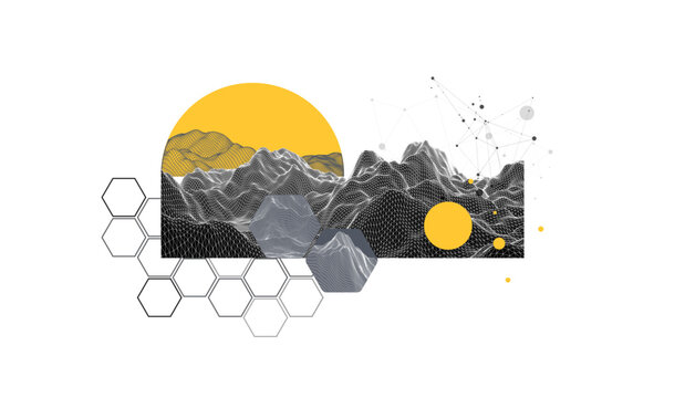 Abstract wireframe background. Modern science or technology art elements. Surface illustration.