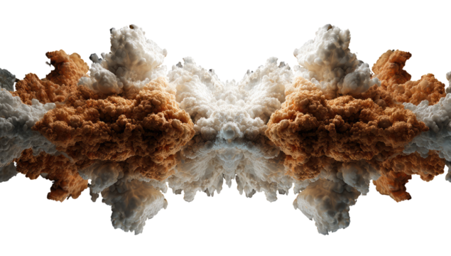Abstract, mirrored, cloud-like,  explosion