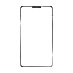 Sleek, frameless mobile phone with shiny metallic edge isolated on a black background.