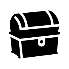 Simple treasure chest silhouette elegant minimal storage box symbol clean vector design with white background