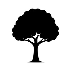 Simple tree silhouette elegant natural shape minimal clean vector illustration with white background