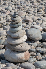 Stacked Stones on a Rocky Beach