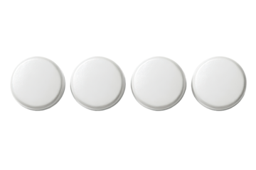 Four plain white circles in a row