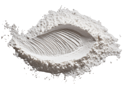 White powder, flour, textured, irregular shape