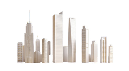 Simple, stylized city skyline, light beige