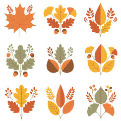 Fototapeta premium Autumn leaves vector graphic.