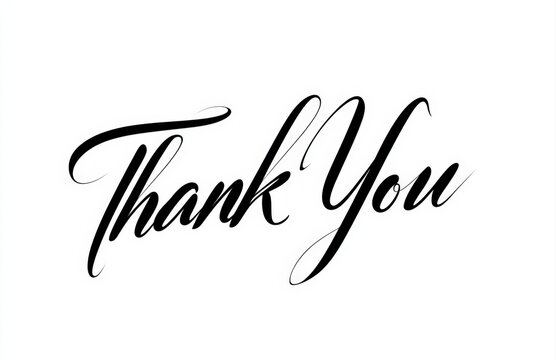 A stylish Thank You graphic suitable for cards, messages, or marketing materials to express gratitude, It adds a personal touch to gifts or communications