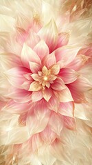 Fototapeta premium Close up of a flower with a gold and pink hue. The flower is large and has a lot of detail, including the petals and stem. Scene is one of beauty and elegance