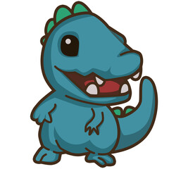 Obraz premium Tiny dinosaur with open mouth, showing excitement or joy. Fun character for kids or game illustrations.