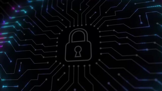Cyber security concept, cybersecurity, secure access to user's personal information for lock and security system neon line of cyber security icon on virtual screen wave light.