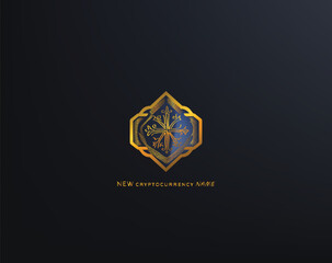 Elegant oriental emblem in gold. Premium decorative logo suitable for branding, luxury products, boutiques, jewelry and premium identity design.