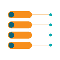 Simple infographic design with horizontal step layout in orange and blue tones, great for illustrating sequences, progress, or planning stages.