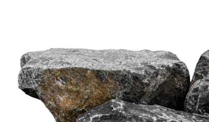 Rock stones podium isolated on background,Nature Rock Cliff stand with texture, formation located part mountain,Group Stone rough surface,image object Rock Sea Display for products present