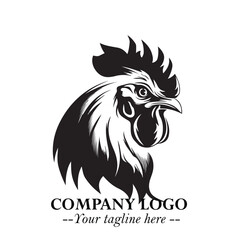 Head of Chicken Logo Symbol Black on White Background in Minimalist Modern Vector Design for Branding