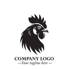 Head of Chicken Logo Symbol Black on White Background in Minimalist Modern Vector Design for Branding