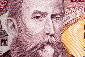 Rafael Nunez a closeup portrait from Colombian money