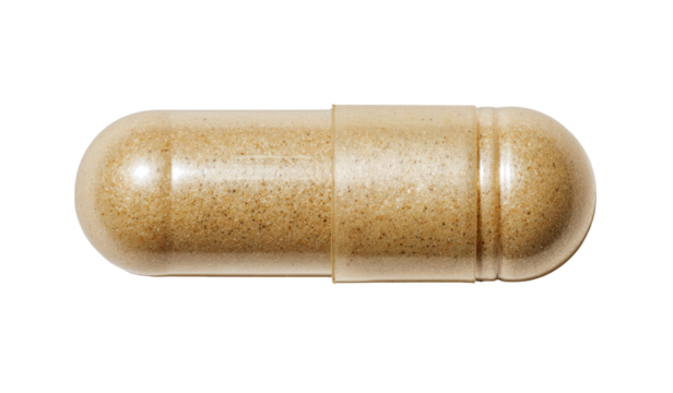 Close-up of a light beige capsule