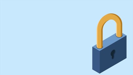 Isometric lock animation. 3D isometric lock. Data access and data security. Cyber security. Isometric technology. 4K video animated in isometric style - Powered by Adobe