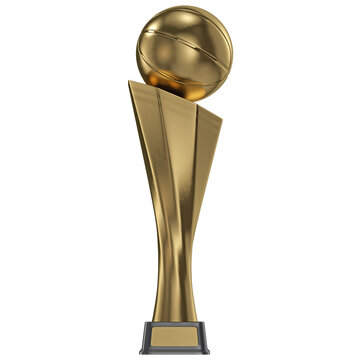 Trophy cup basketball gold isolated transparent background 3d rendering
