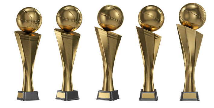 Trophy cup basketball gold isolated transparent background 3d rendering
