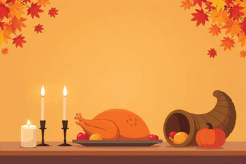 Thanksgiving Candles and Pumpkins Background