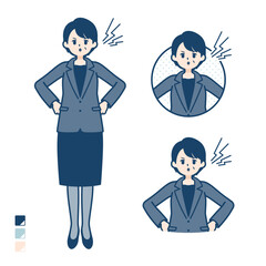 ビジネスミドル女性が怒っているイラスト