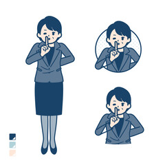 ビジネスミドル女性が指でシーとしているイラスト