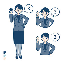 ビジネスミドル女性が3とカウントしているイラスト