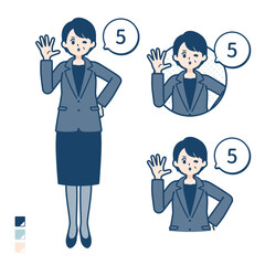 ビジネスミドル女性が5とカウントしているイラスト