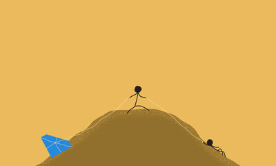 Hand-Drawn Stick Figure Illustration of a Man Facing Two Choices, Sacrifice a Friend or a Diamond