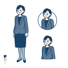 ビジネスミドル女性が横を見ているイラスト