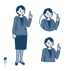 ビジネスミドル女性が指差ししているイラスト