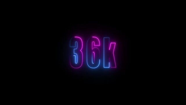 Glowing neon line with 31k Ultra HD video technology icon isolated on black background 36K subscribers modern animation banner design 36k Followers Celebration text animation.4k animation