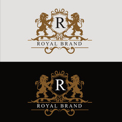 Lion crest logo design for hotel and real estate brand identity