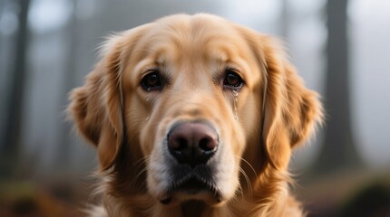 A heartwarming close-up of a golden retriever, gazing directly into the camera with an expression that speaks volumes about loyalty and companionship