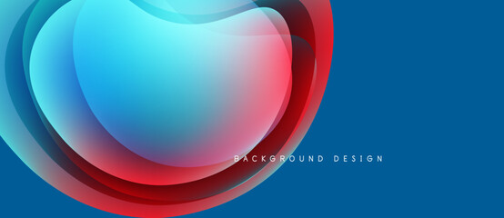 Abstract flowing shapes, vibrant blue, red gradients. Modern design element, dynamic composition, smooth transitions. Background suggests energy, movement.