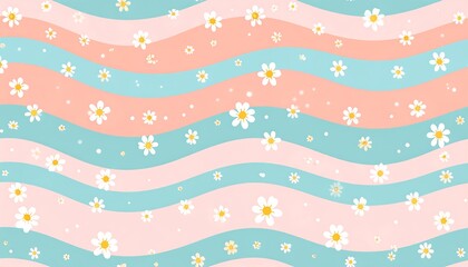 Pastel wavy pattern with small white flowers and a dotted effect