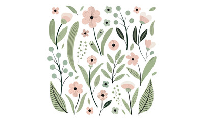 Pastel Floral & Tropical Botanical Elements for Design