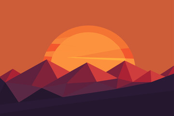 abstract polygonal landscape gradient sunset