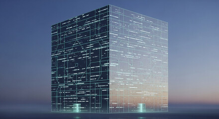 Futuristic data cube abstract technology background artificial intelligence concept design element