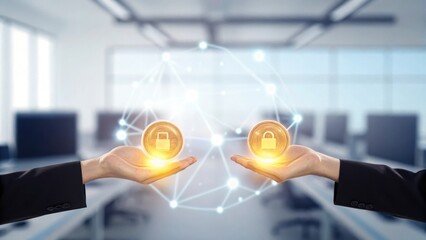 Digital currency exchange with secure connections illustrated.