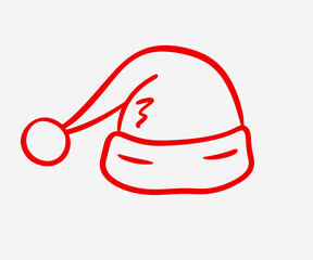 Vector Santa Claus Red Hat outline icon sketch 