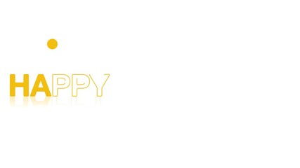 animated jumping or bouncing ball of happy hanukkah text word lettering typography glow neon reveal, Bright letters jump in the inscription theme video,motion seamless loop animation yellow type on wh - Powered by Adobe