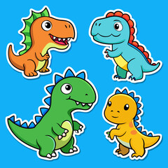 Fototapeta premium Dinosaur stickers printable editable vector 