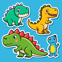 Fototapeta premium Dinosaur stickers printable editable vector 