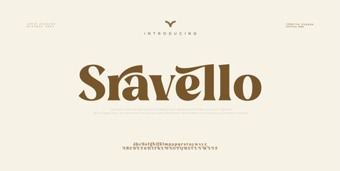 Elegant serif font. Headline alphabet serif alphabet with graphic elements, sign, symbol, alternative letters. Classic creative serif font alphabet for design, typographic Vector Illustration

