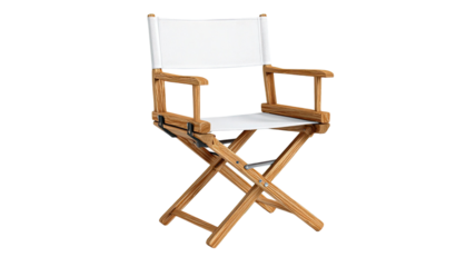 Director chair wooden foldable seat film production furniture movie set cinema shooting equipment isolated on white background