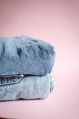 denim on a simple background, jeans texture, jeans flatlay